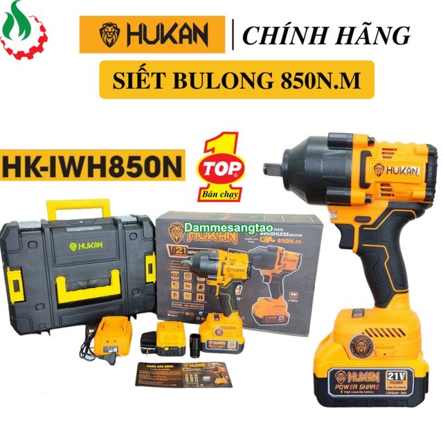 Máy siết bulong pin 21V HUKAN HK-IWH850N 850Nm