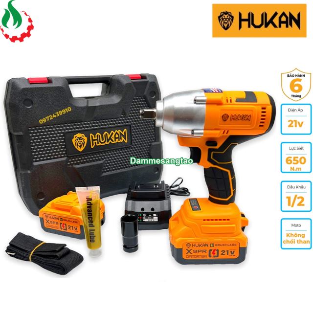 Máy siết bulong pin 21V HUKAN X9-PRO 650Nm