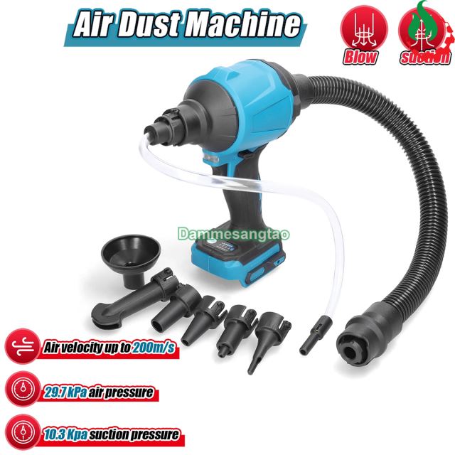 Máy thổi bụi bơm hơi kiêm hút chân không pin 18V chân pin Makita