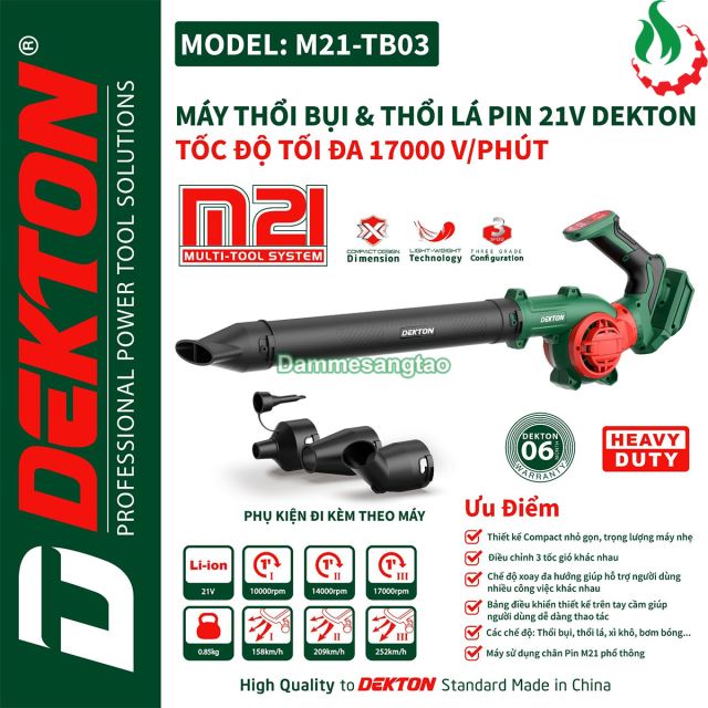 Máy thổi bụi pin 21V Dekton M21-TB03 160MPH (Động cơ có than)