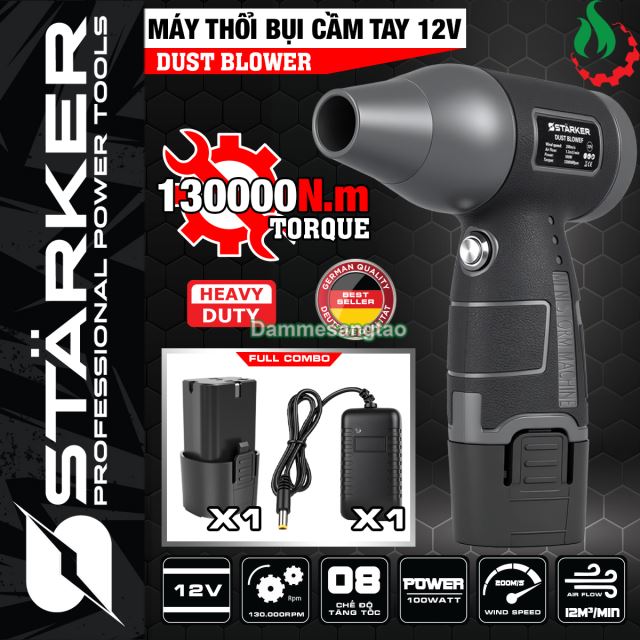 Máy thổi phản lực STARKER 12V không chổi than 8 cấp độ