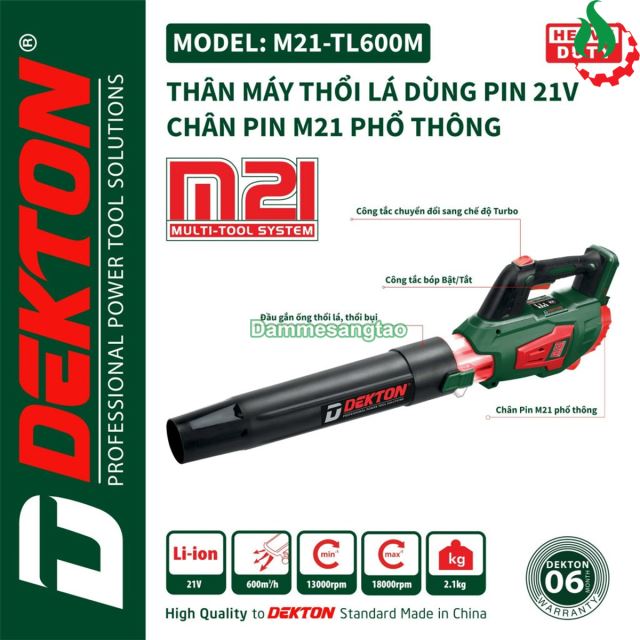 Máy thổi pin 21V Dekton M21-TL600M (Có Turbo)