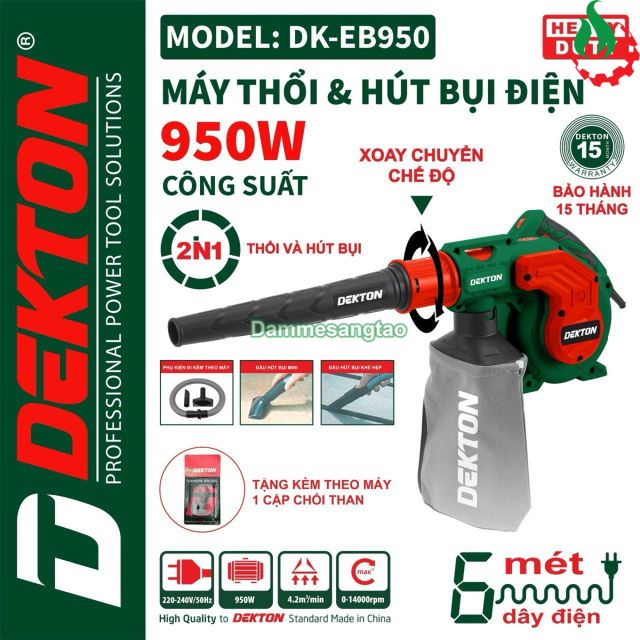 Máy thổi và hút bụi điện Dekton DK-EB950 Công suất 950W