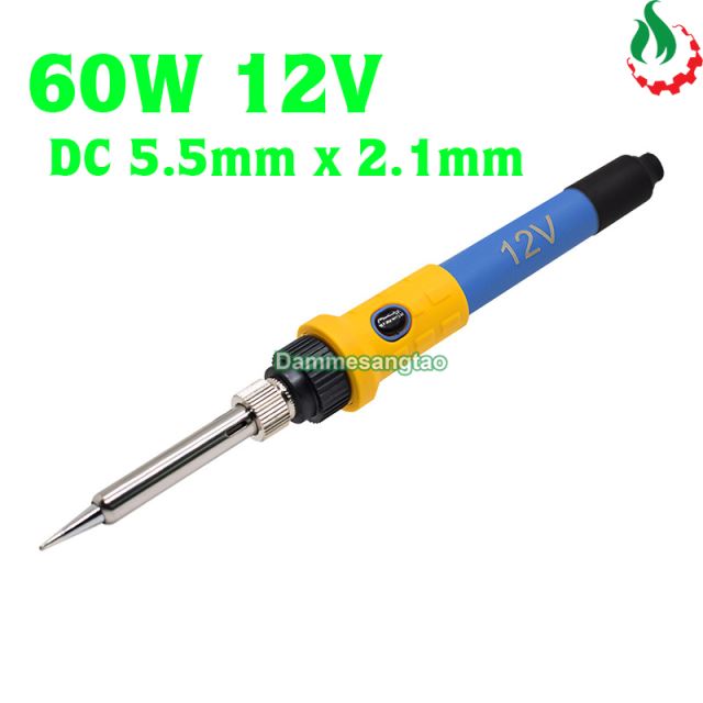Mỏ hàn 12V DC 60W cấp nguồn bằng cổnng DC 5.5 x 2.1mm (Không nguồn)