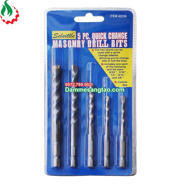 Mũi khoan bê tông chuôi lục giác (Bộ 5 mũi)
