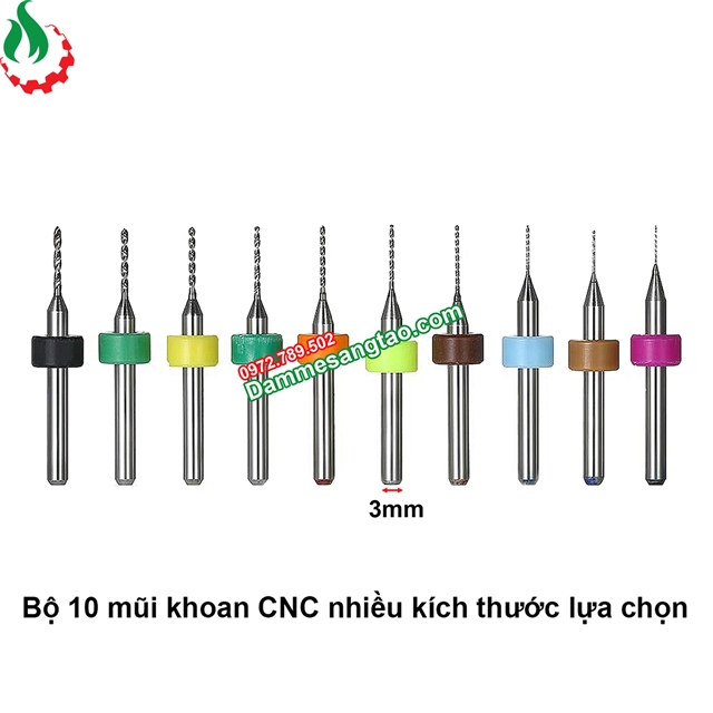 Mũi khoan CNC nhiều kích cỡ (Bộ 10 mũi)