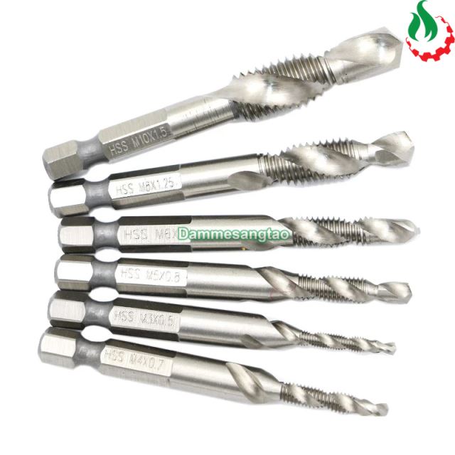 Mũi khoan taro chuôi lục giác thép HSS 4341 (Bộ 6 mũi)