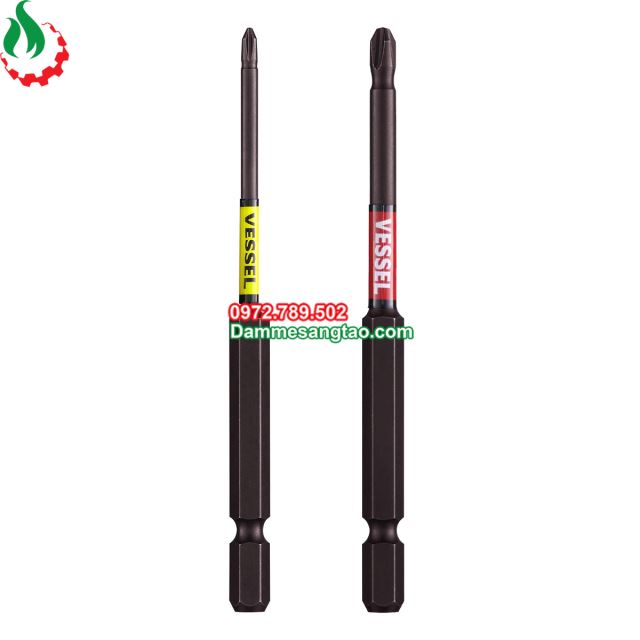 Mũi vít 4 cạnh mạ đen chuôi lục giác vessel