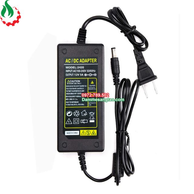 Nguồn 12V 5A Jack DC 5.5mm x 2.5mm