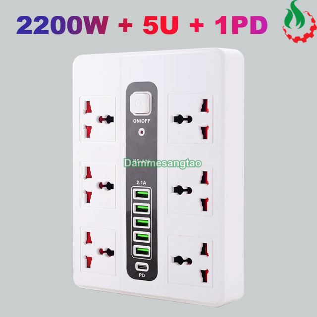 Ổ cắm điện đa năng tích hợp USB + 5U + 1PD A39