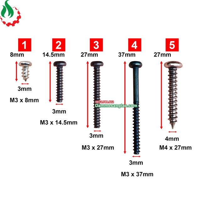 Ốc vít mạ đen dùng cho vỏ pin và vỏ máy khoan