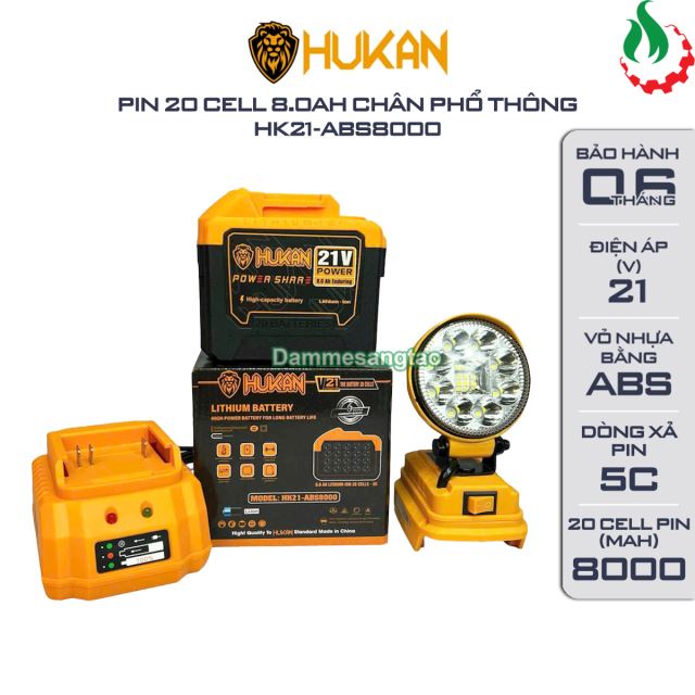 Pin 21V Hukan HK21-ABS8000 8.0AH 20 cell - xả 5C