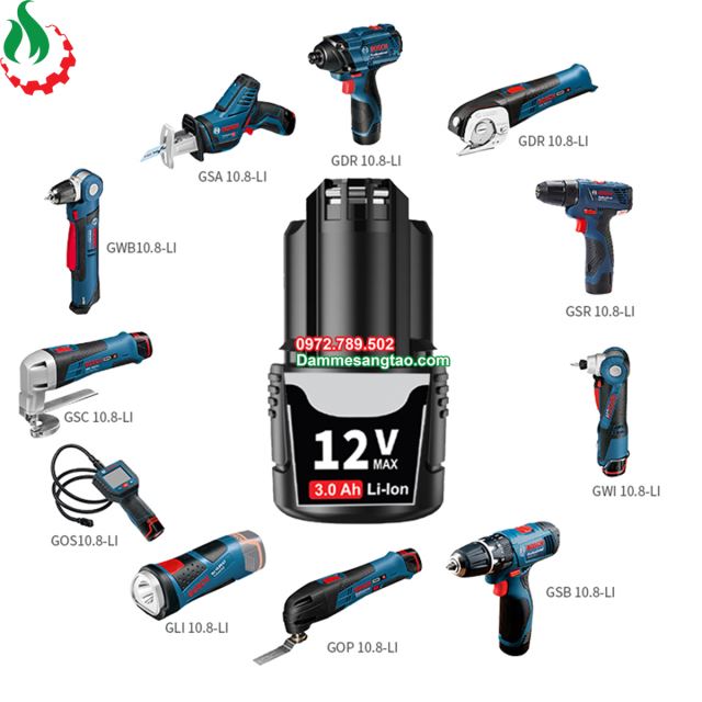 Pin Bosch 10.8V nhận sạc zin