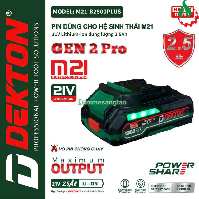 Pin DEKTON 21V M21-B2500PLUS chân pin Makita