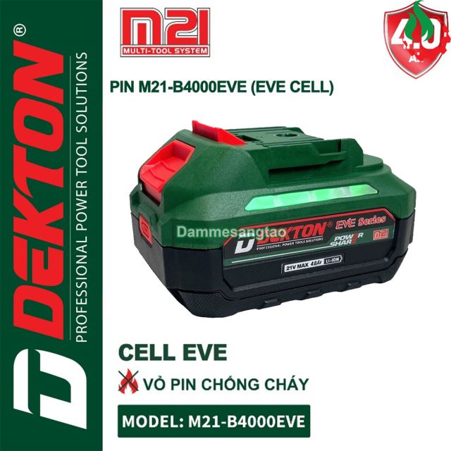 Pin Dekton 21V M21-B4000EVE 4AH chân pin Makita