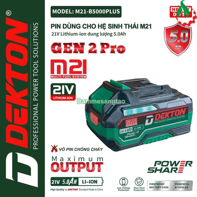 Pin Dekton 21V M21-B5000Plus chân pin Makita (Dung lượng 5AH)