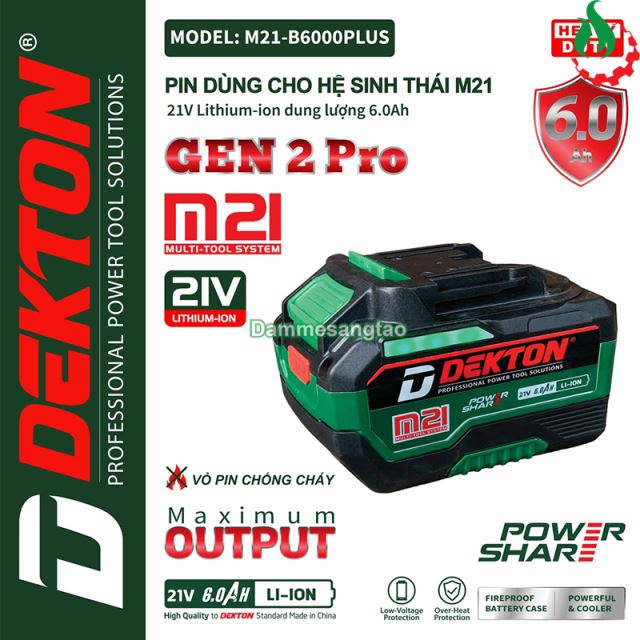 Pin Dekton M21-B6000Plus chân pin Makita (Dung lượng 6AH)