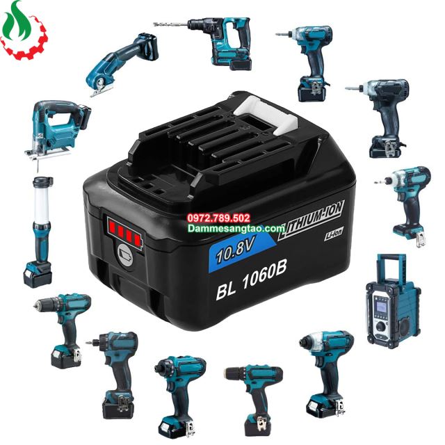 Pin đóng Makita 12V max 18650 nhận sạc zin (6 Cell)