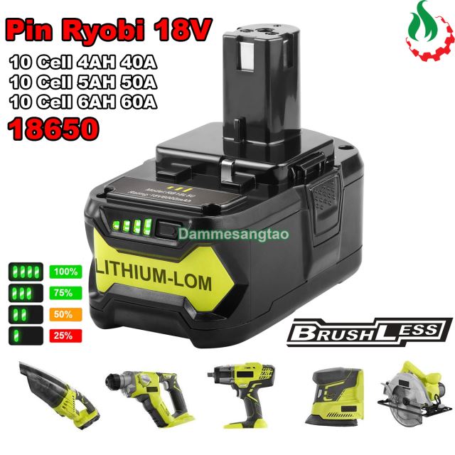 Pin Ryobi 18V Li-ion nhận sạc zin