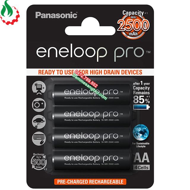 Pin sạc AA eneloop pro 2500mah Ni-MH