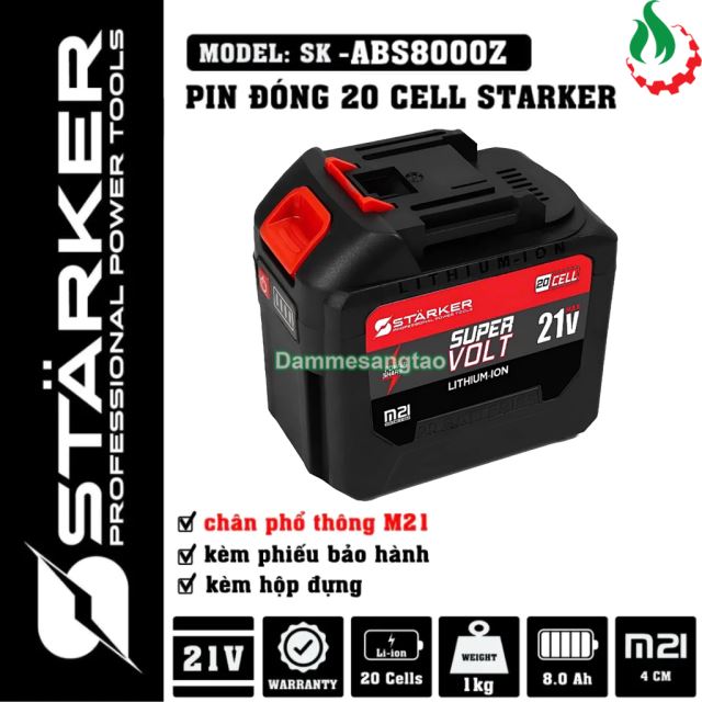 Pin STARKER 21V SK-ABS8000Z 20 Cell 8AH Chân pin Makita