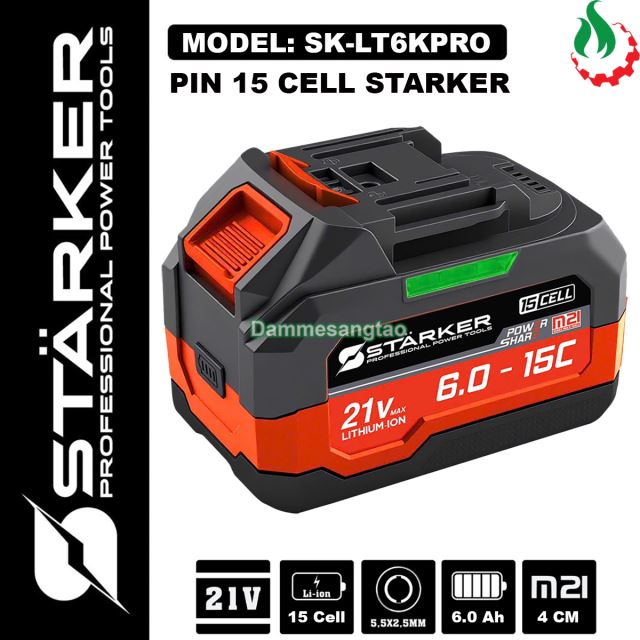 Pin STARKER 21V SK-LT6KPRO 15 Cell 6AH Chân pin Makita