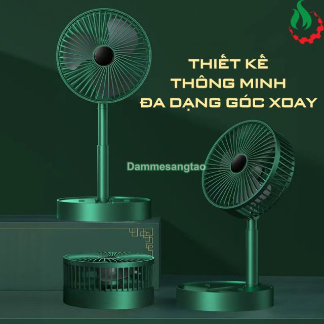 Quạt tích điện Mini gấp gọn 3 cấp tốc độ gió