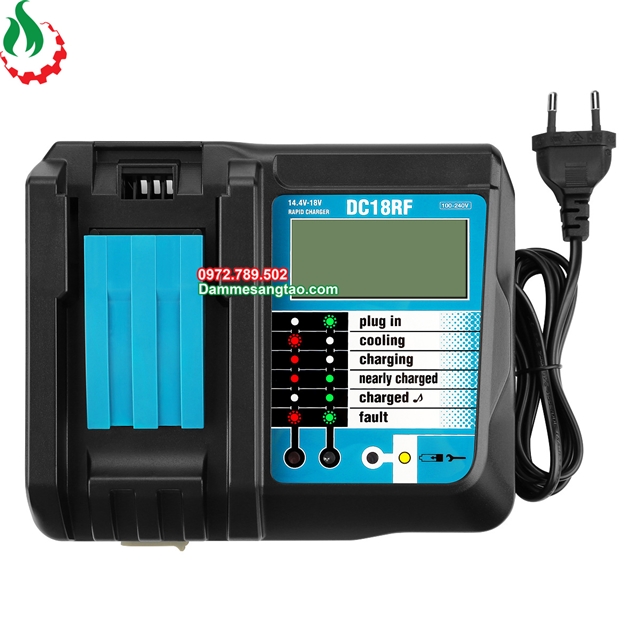 Sạc pin Makita 14V 18V DC18RF LCD có cổng USB