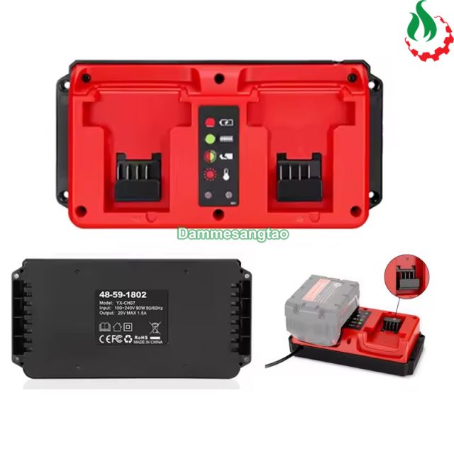 Sạc đôi pin MIL 18V (48-59-1802) Li-ion nhận mạch zin (OEM)