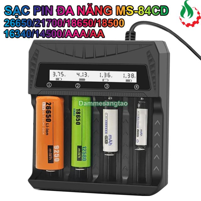 Sạc pin đa năng thông minh màn hình LCD MS-84ACD