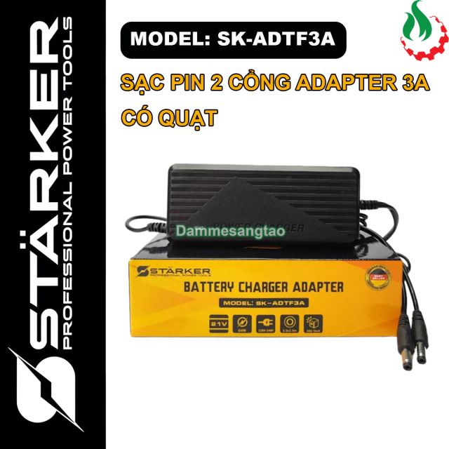 Sạc pin STARKER 21V SK-ADTF3A 2 cổng adapter 3A có quạt