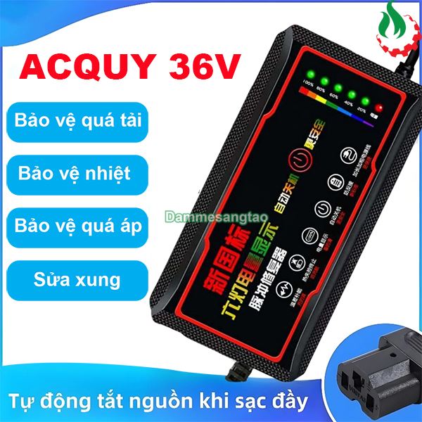 Sạc xe điện 36V dùng cho bình Acquy chống phù bình có hiển thị phần trăm sạc