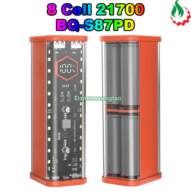 Vỏ box sạc dự phòng 8 cell 21700 có lò xo (BQ-S87PD) sạc nhanh 22.5W (Không có pin)
