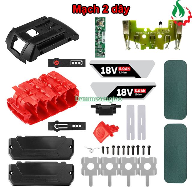 Vỏ pin Bosch 18V 18650 Li-ion 3.7V nhận sạc zin (Mạch 2 dây)
