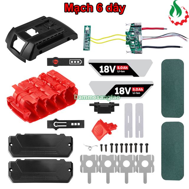 Vỏ pin Bosch 18V 18650 Li-ion 3.7V nhận sạc zin (Mạch 6 dây)