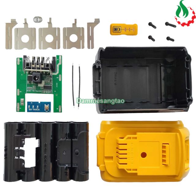 Vỏ pin Dewalt 18V 10 cell 18650 sạc adapter và sạc zin